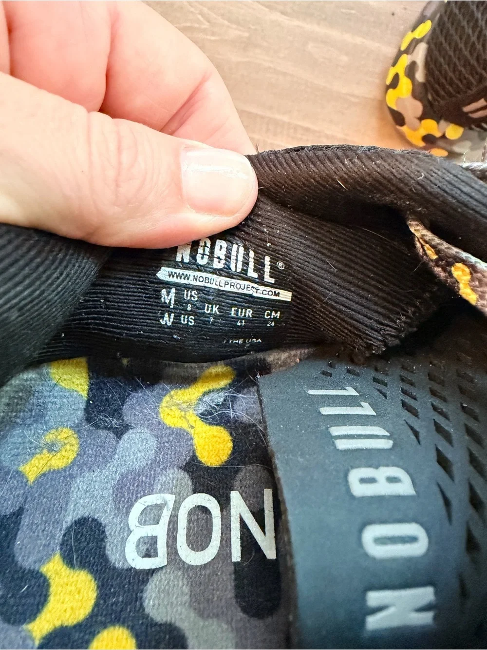 NOBULL Black Athletic Sneakers with Yellow Camo Sole and Laces